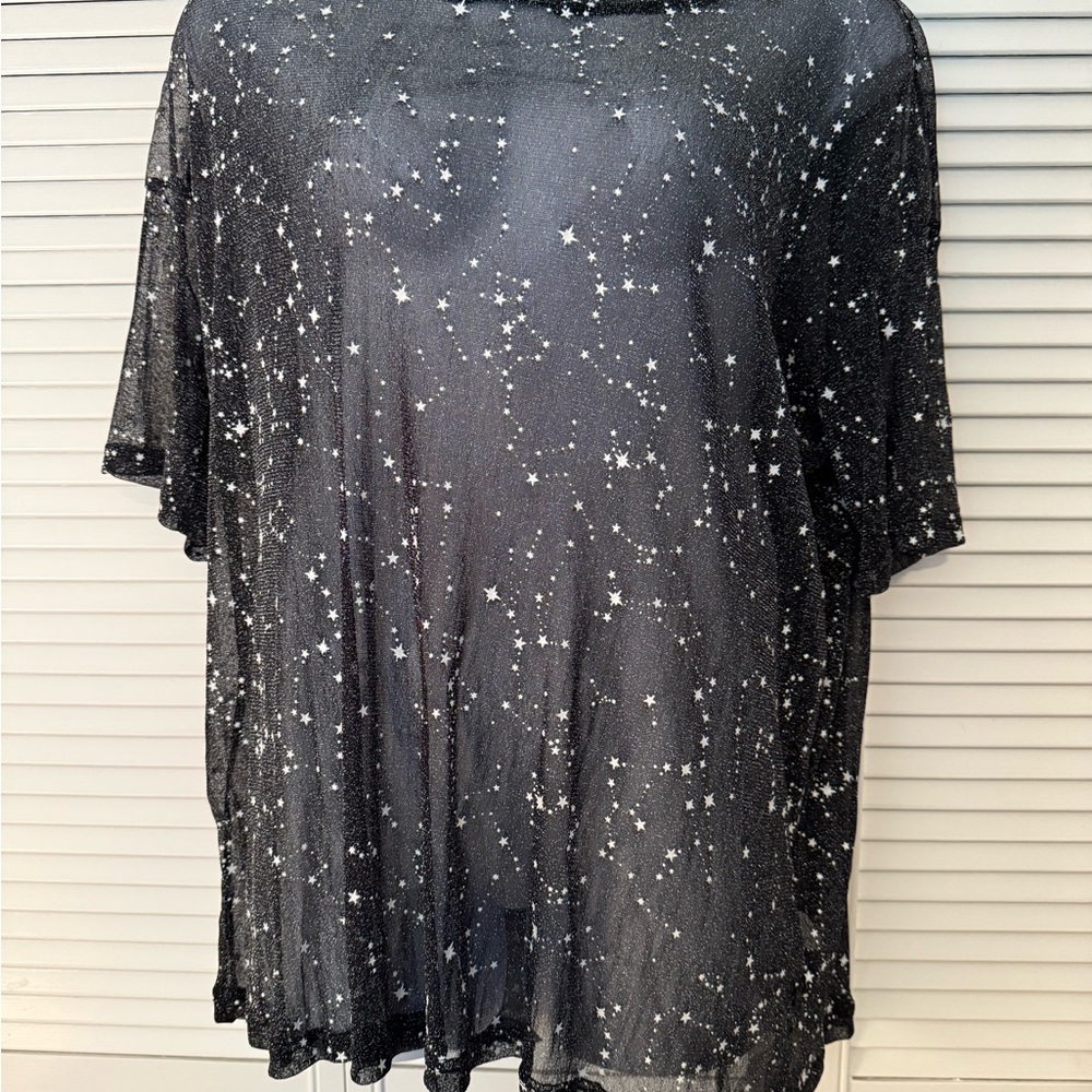 Black and White Oversized Sheer Boxy Blouse